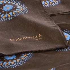 E.Marinella Sciarpe In Seta|STOLA MARRONE SCURO IN SETA MADDER Collezione floreale