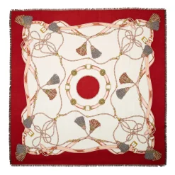 E.Marinella Sciarpe In Seta|Sciarpe Invernali|STOLA ROSSA 115 IN LANA, SETA E CASHMERE Nappine e chiavi