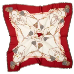 E.Marinella Sciarpe In Seta|Sciarpe Invernali|STOLA ROSSA 115 IN LANA, SETA E CASHMERE Nappine e chiavi