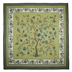 E.Marinella Sciarpe Invernali|STOLA VERDE OLIVA 140 IN LANA E CASHMERE Albero della vita