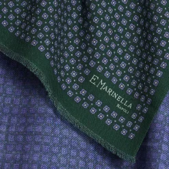 E.Marinella Sciarpe Invernali|STOLA VERDE SCURO In lana con decorazioni floreali
