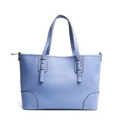 E.Marinella Tote Bag|TOTE BAG AZZURRO POLVERE In pelle martellata