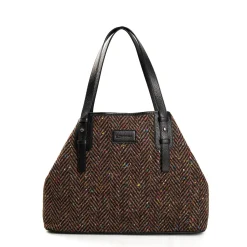 E.Marinella Tote Bag|TOTE BAG MARRONE E NERA In lana e pelle martellata