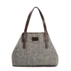 E.Marinella Tote Bag|TOTE BAG MARRONE In lana e pelle martellata