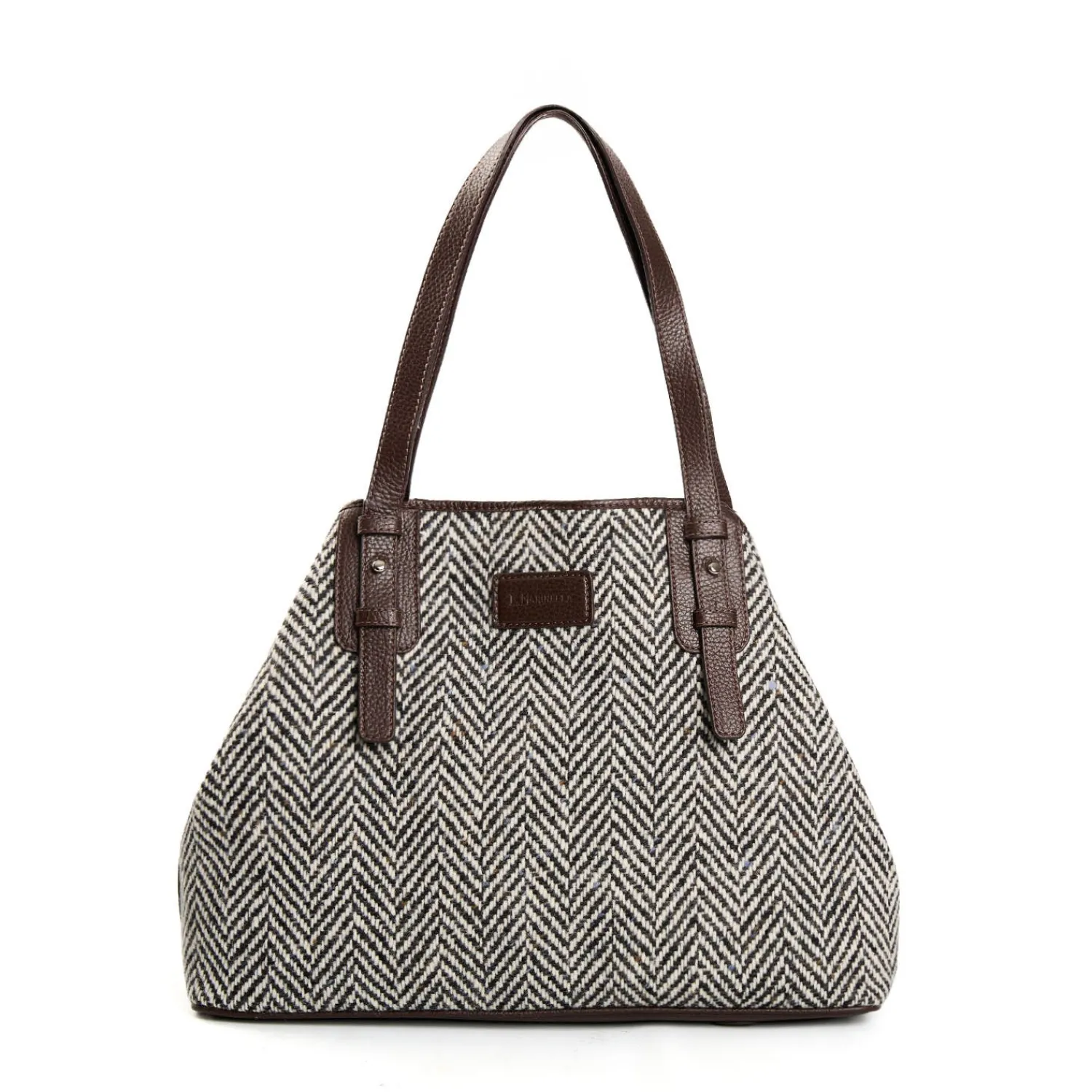 E.Marinella Tote Bag|TOTE BAG MARRONE In lana e pelle martellata