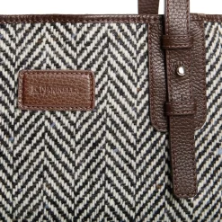 E.Marinella Tote Bag|TOTE BAG MARRONE In lana e pelle martellata