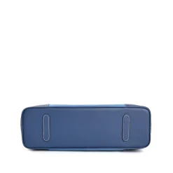E.Marinella Tote Bag|TOTE BAG MIDI AZZURRO POLVERE In suede e pelle