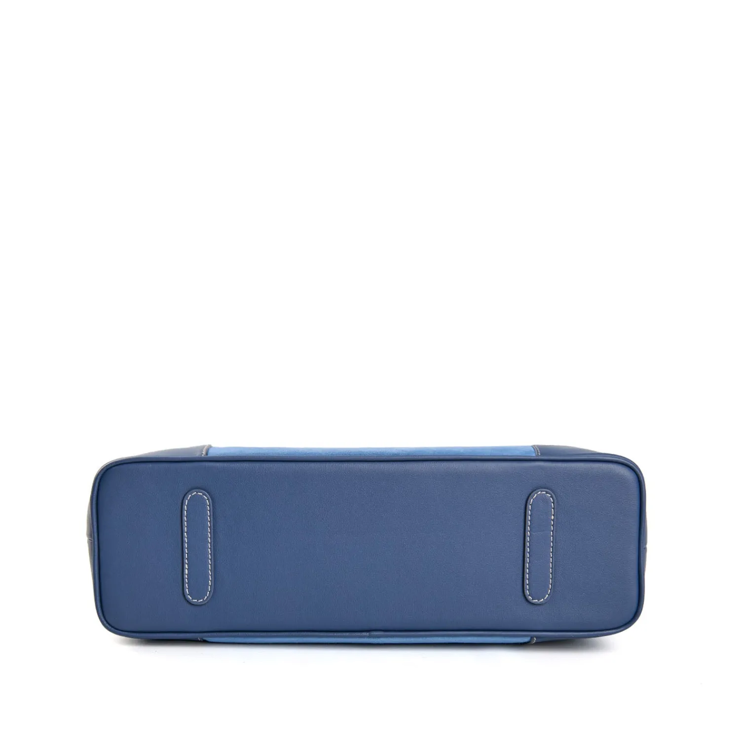 E.Marinella Tote Bag|TOTE BAG MIDI AZZURRO POLVERE In suede e pelle