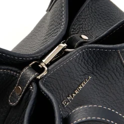 E.Marinella Tote Bag|TOTE BAG MIDI BLU SCURO In pelle martellata