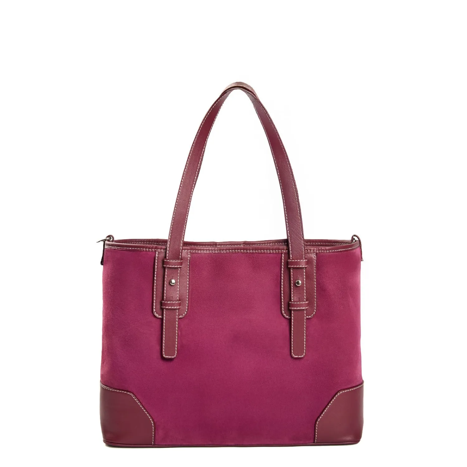 E.Marinella Tote Bag|TOTE BAG MIDI BORDEAUX In suede e pelle