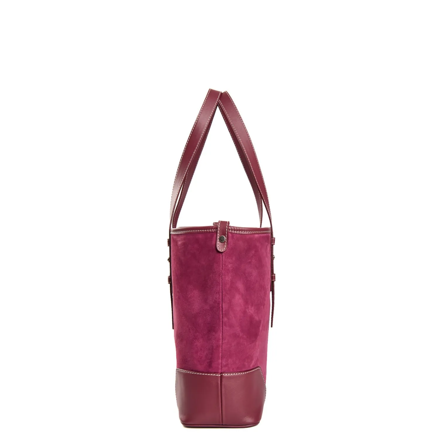 E.Marinella Tote Bag|TOTE BAG MIDI BORDEAUX In suede e pelle