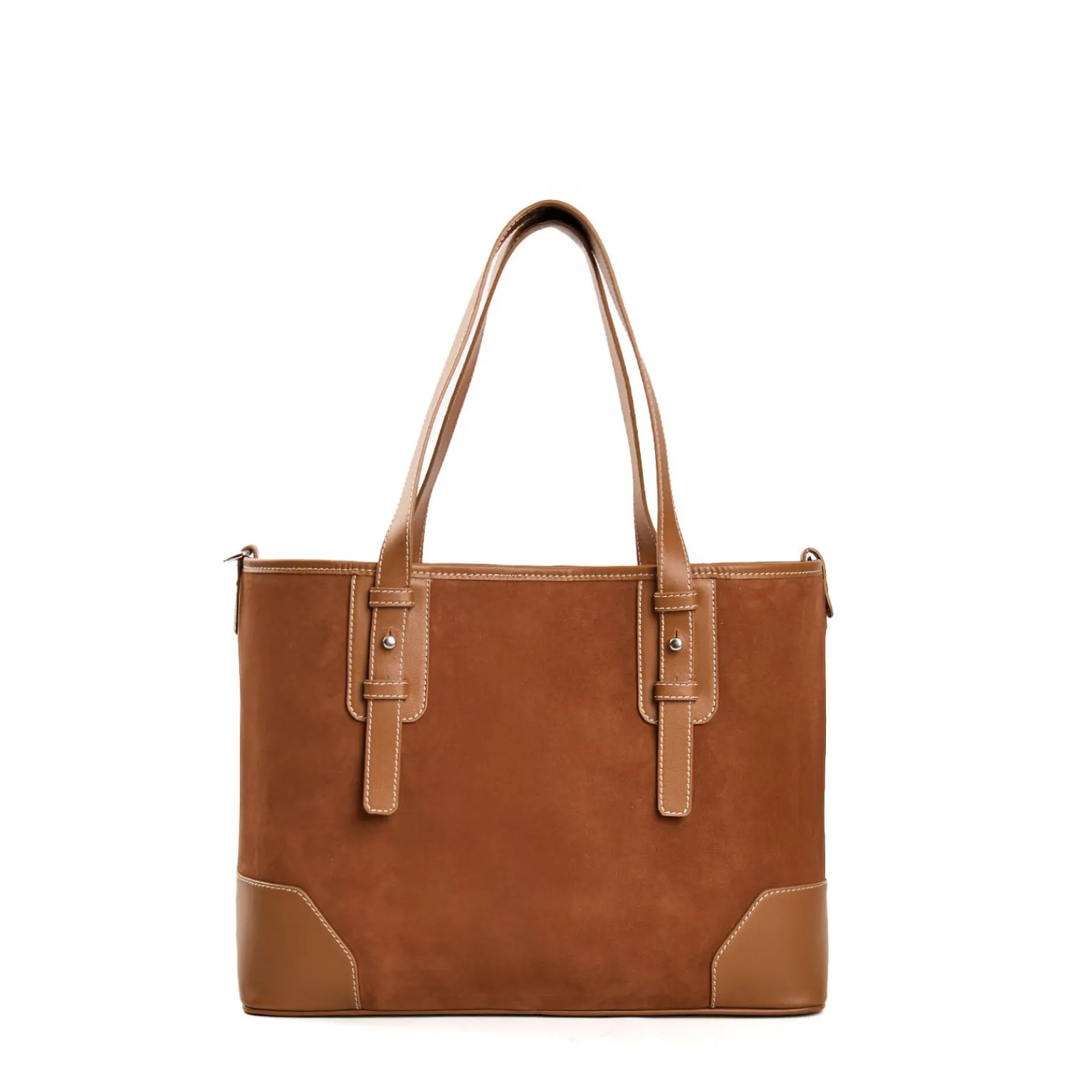 E.Marinella Tote Bag|TOTE BAG MIDI COLOR CUOIO In suede e pelle