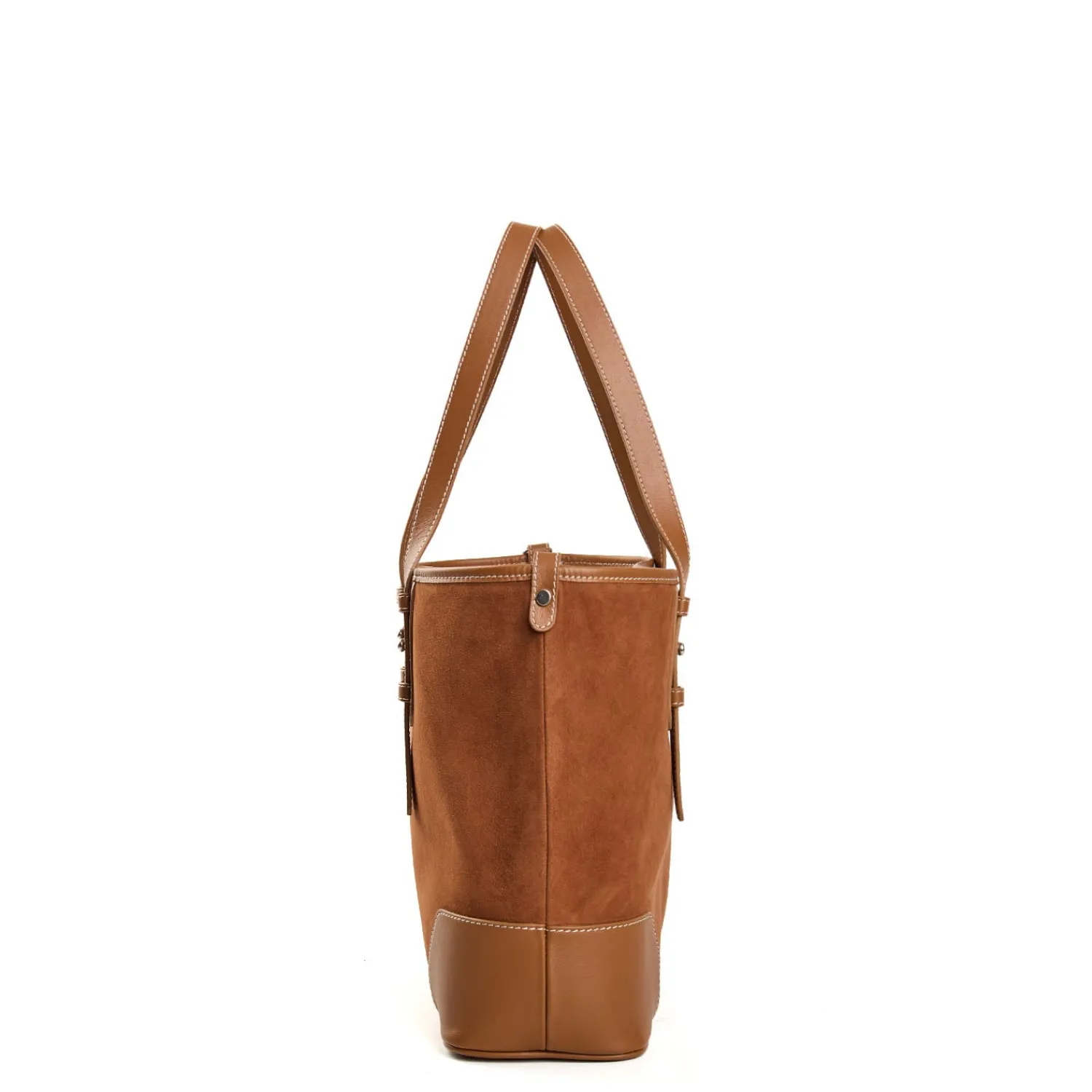 E.Marinella Tote Bag|TOTE BAG MIDI COLOR CUOIO In suede e pelle