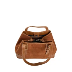 E.Marinella Tote Bag|TOTE BAG MIDI COLOR CUOIO In suede e pelle