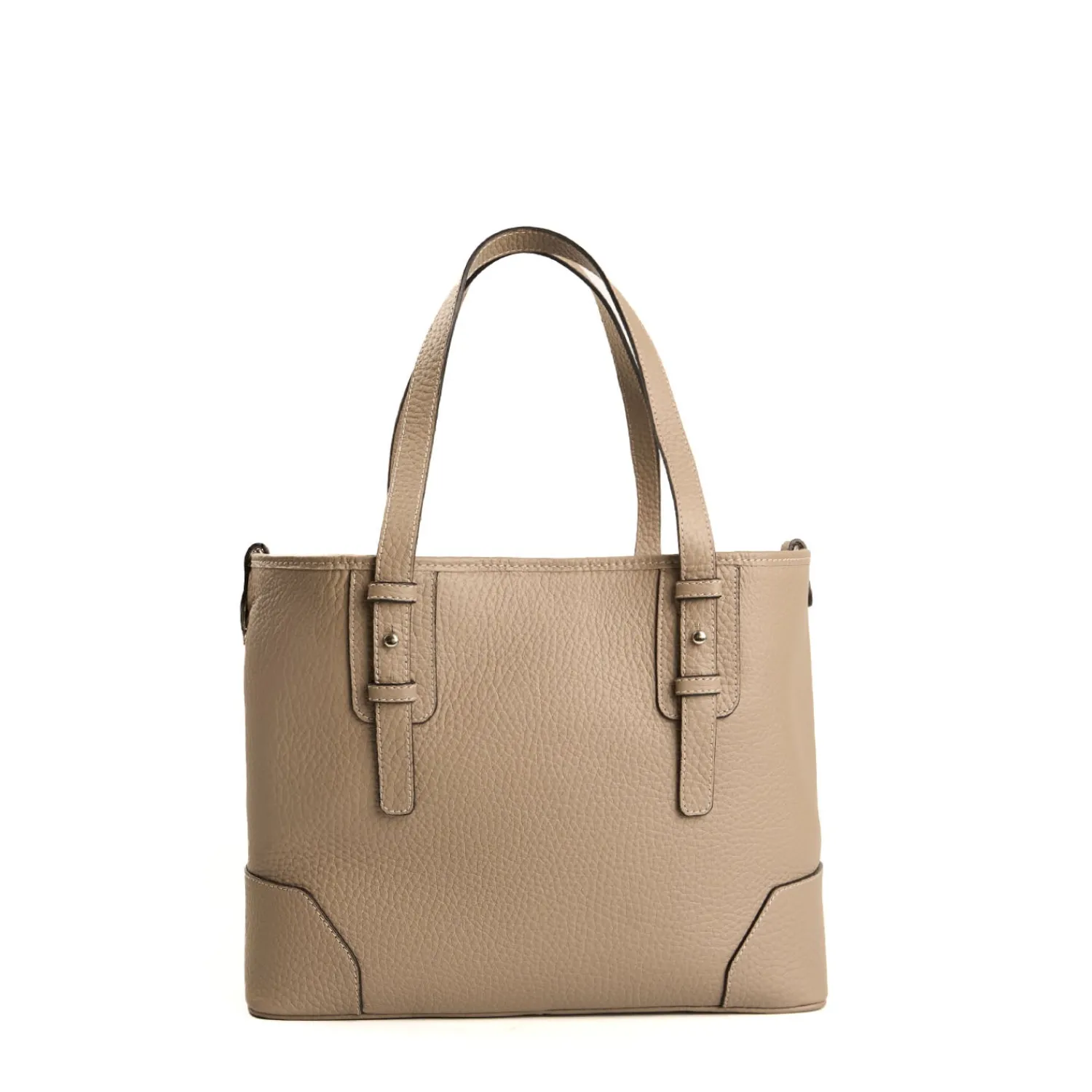 E.Marinella Tote Bag|TOTE BAG MIDI COLOR TORTORA In pelle martellata