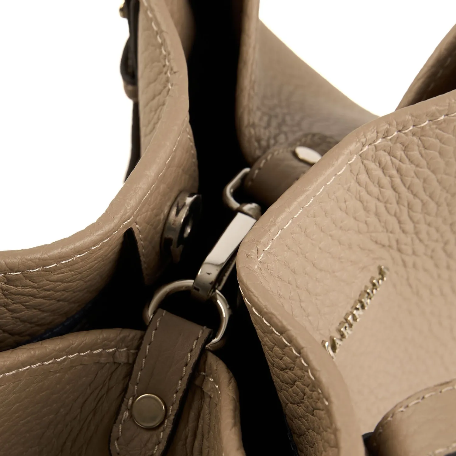E.Marinella Tote Bag|TOTE BAG MIDI COLOR TORTORA In pelle martellata
