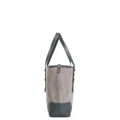 E.Marinella Tote Bag|TOTE BAG MIDI GRIGIA In suede e pelle