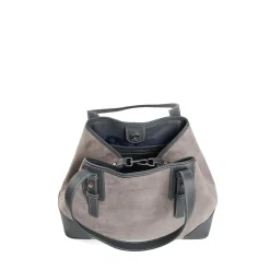 E.Marinella Tote Bag|TOTE BAG MIDI GRIGIA In suede e pelle
