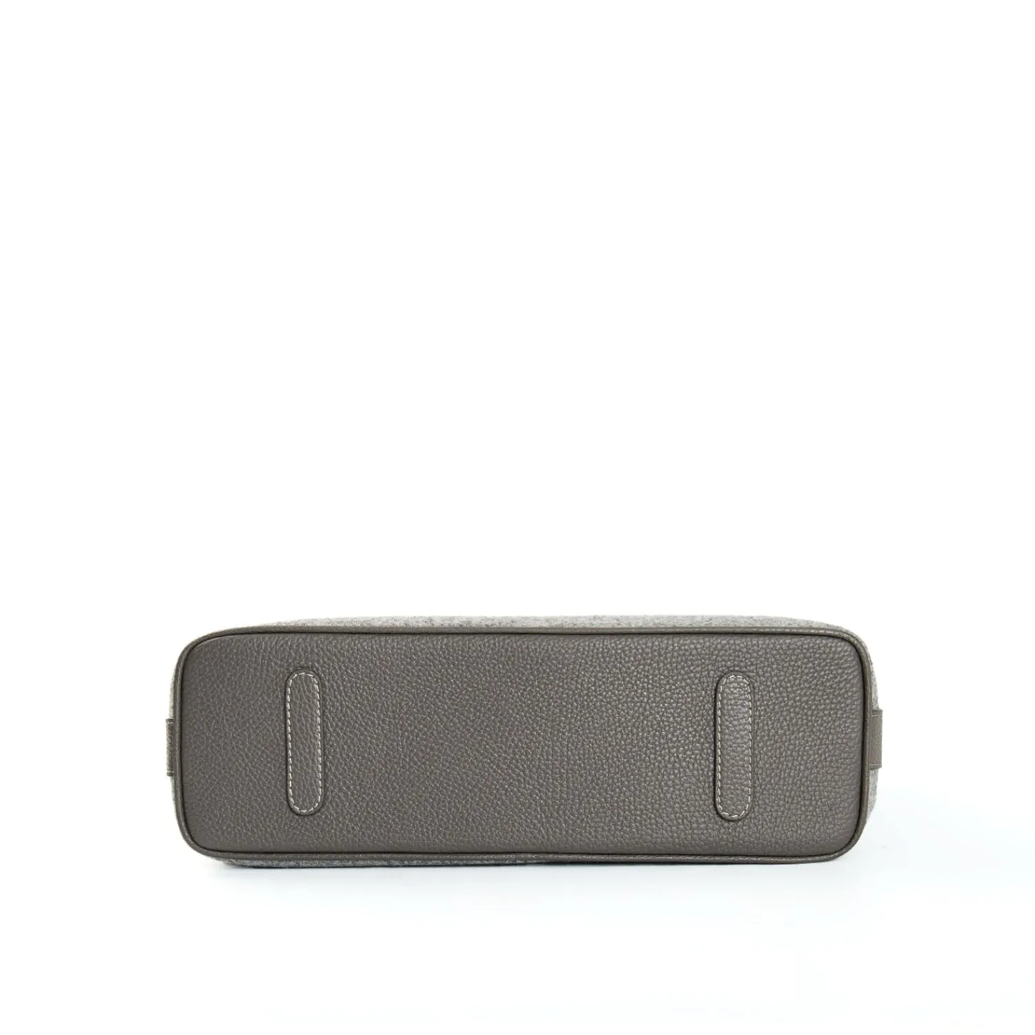 E.Marinella Tote Bag|TOTE BAG MIDI GRIGIO CHIARO In lana e pelle