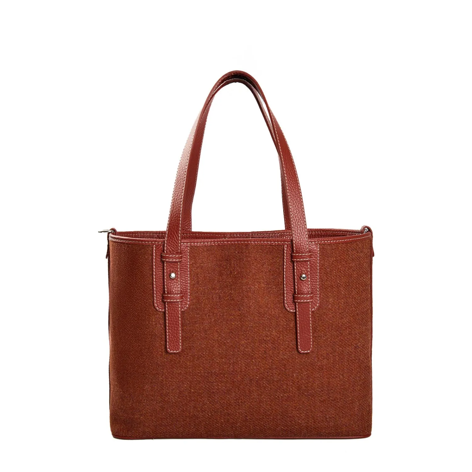 E.Marinella Tote Bag|TOTE BAG MIDI MARRONE CHIARO In lana e pelle