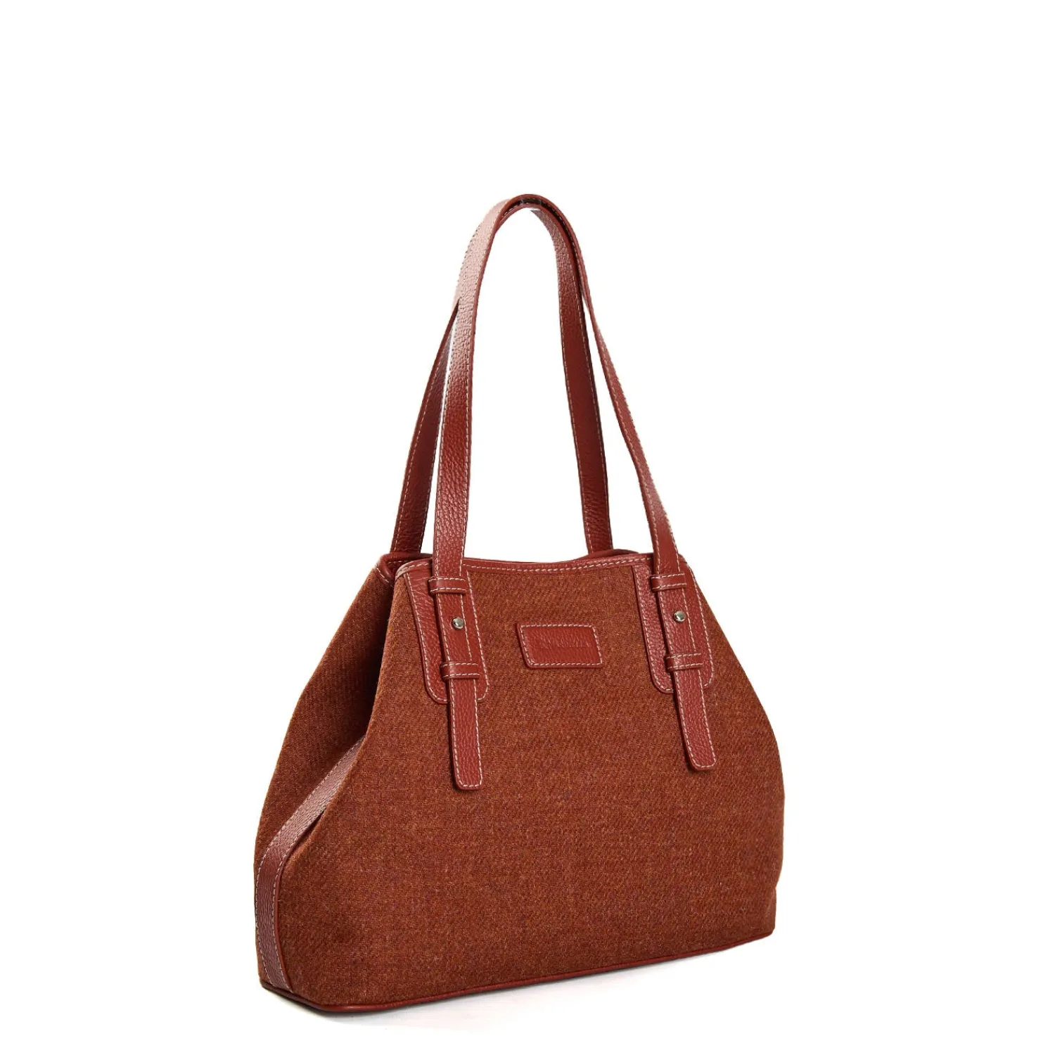 E.Marinella Tote Bag|TOTE BAG MIDI MARRONE CHIARO In lana e pelle