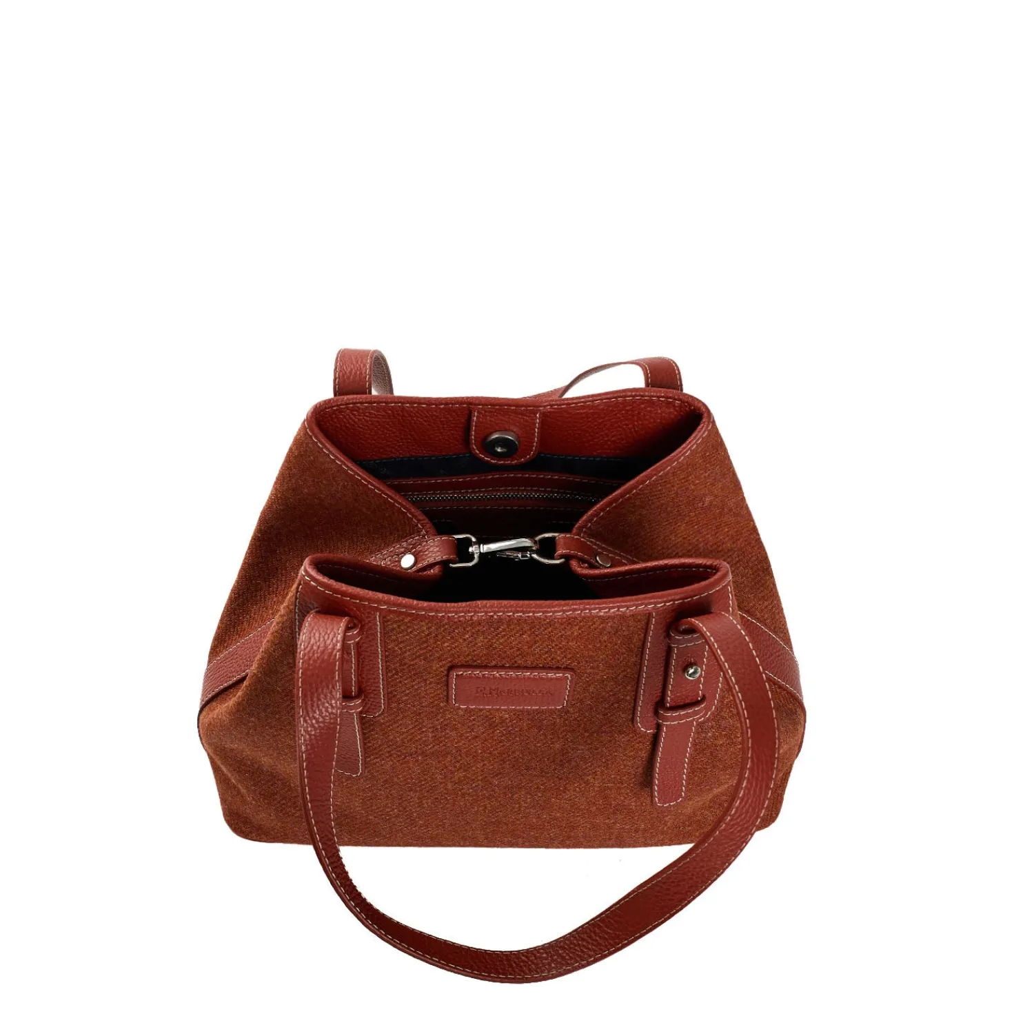 E.Marinella Tote Bag|TOTE BAG MIDI MARRONE CHIARO In lana e pelle