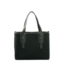 E.Marinella Tote Bag|TOTE BAG MIDI VERDE SCURO In lana e pelle