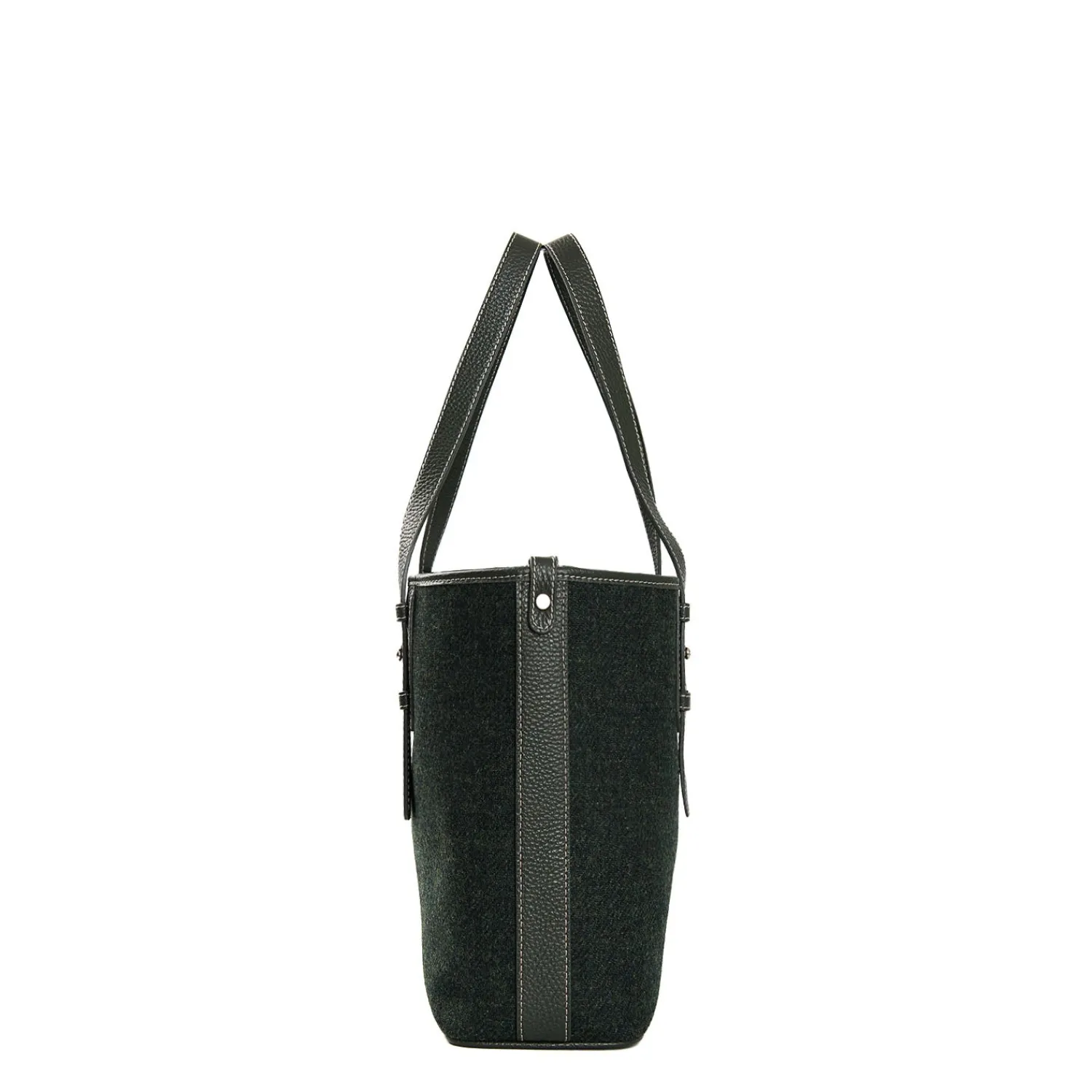 E.Marinella Tote Bag|TOTE BAG MIDI VERDE SCURO In lana e pelle