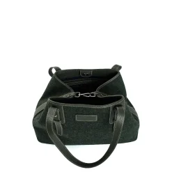 E.Marinella Tote Bag|TOTE BAG MIDI VERDE SCURO In lana e pelle