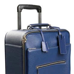 E.Marinella Borse Da Viaggio E Trolley|Borse Da Viaggio E Trolley|TROLLEY SEMIRIGIDO BLU In pelle martellata
