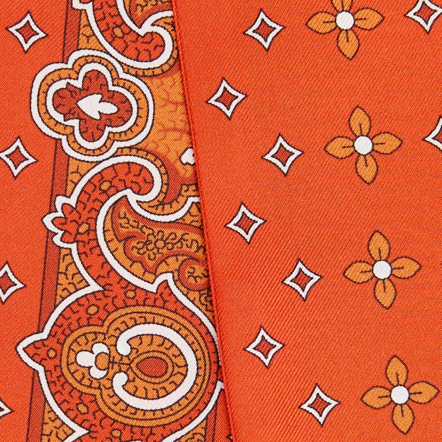 E.Marinella Twilly E Bandeaux|TWILLY IN SETA ARANCIONE Greek key floral