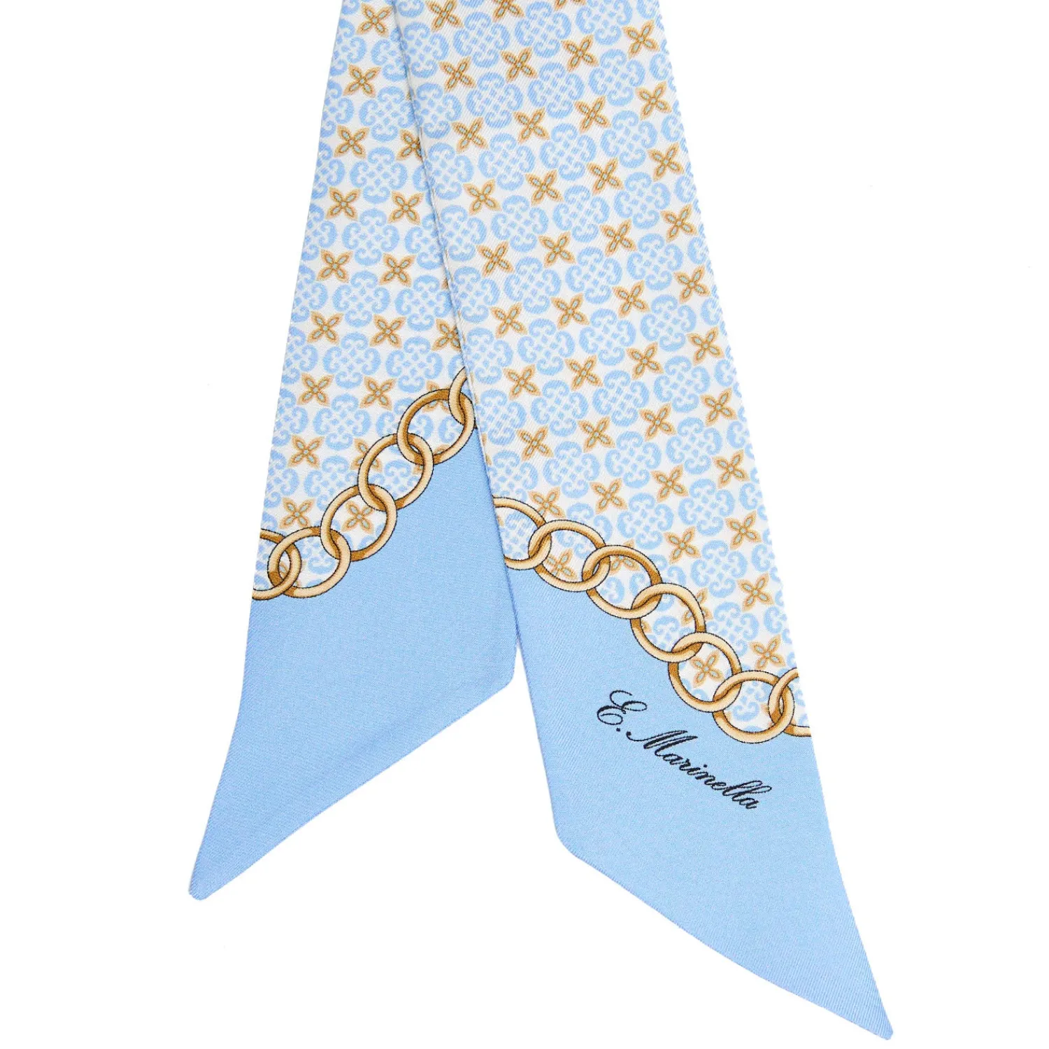 E.Marinella Twilly E Bandeaux|TWILLY IN SETA AZZURRO Microfantasia fiore
