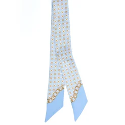 E.Marinella Twilly E Bandeaux|TWILLY IN SETA AZZURRO Microfantasia fiore