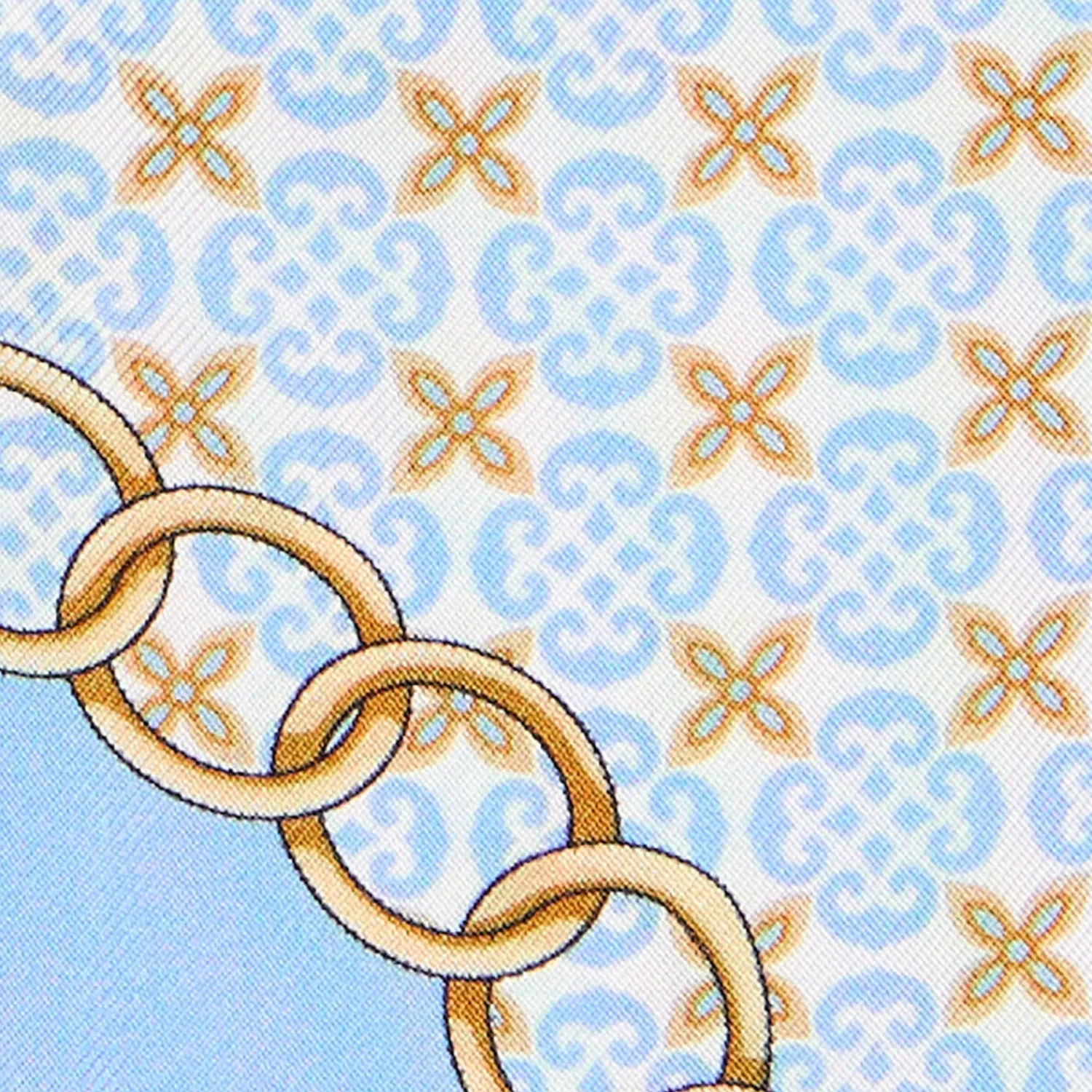 E.Marinella Twilly E Bandeaux|TWILLY IN SETA AZZURRO Microfantasia fiore