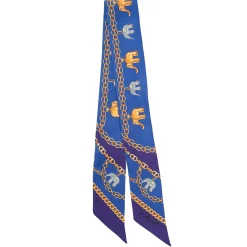 E.Marinella Twilly E Bandeaux|TWILLY IN SETA BLU Elefanti portafortuna