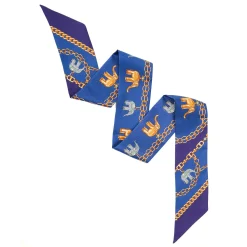E.Marinella Twilly E Bandeaux|TWILLY IN SETA BLU Elefanti portafortuna