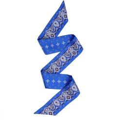 E.Marinella Twilly E Bandeaux|TWILLY IN SETA BLUETTE Greek key floral