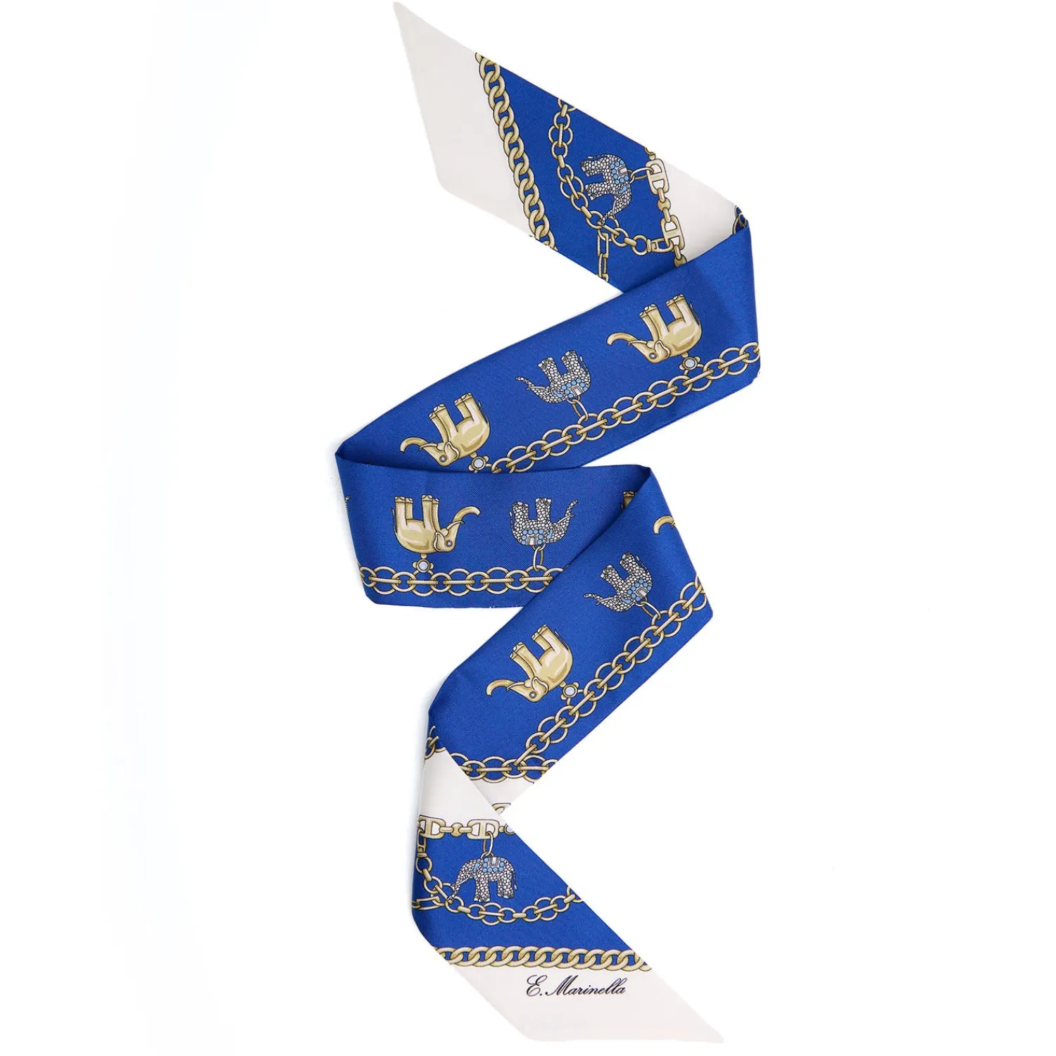 E.Marinella Twilly E Bandeaux|TWILLY IN SETA BLU Lucky elephant