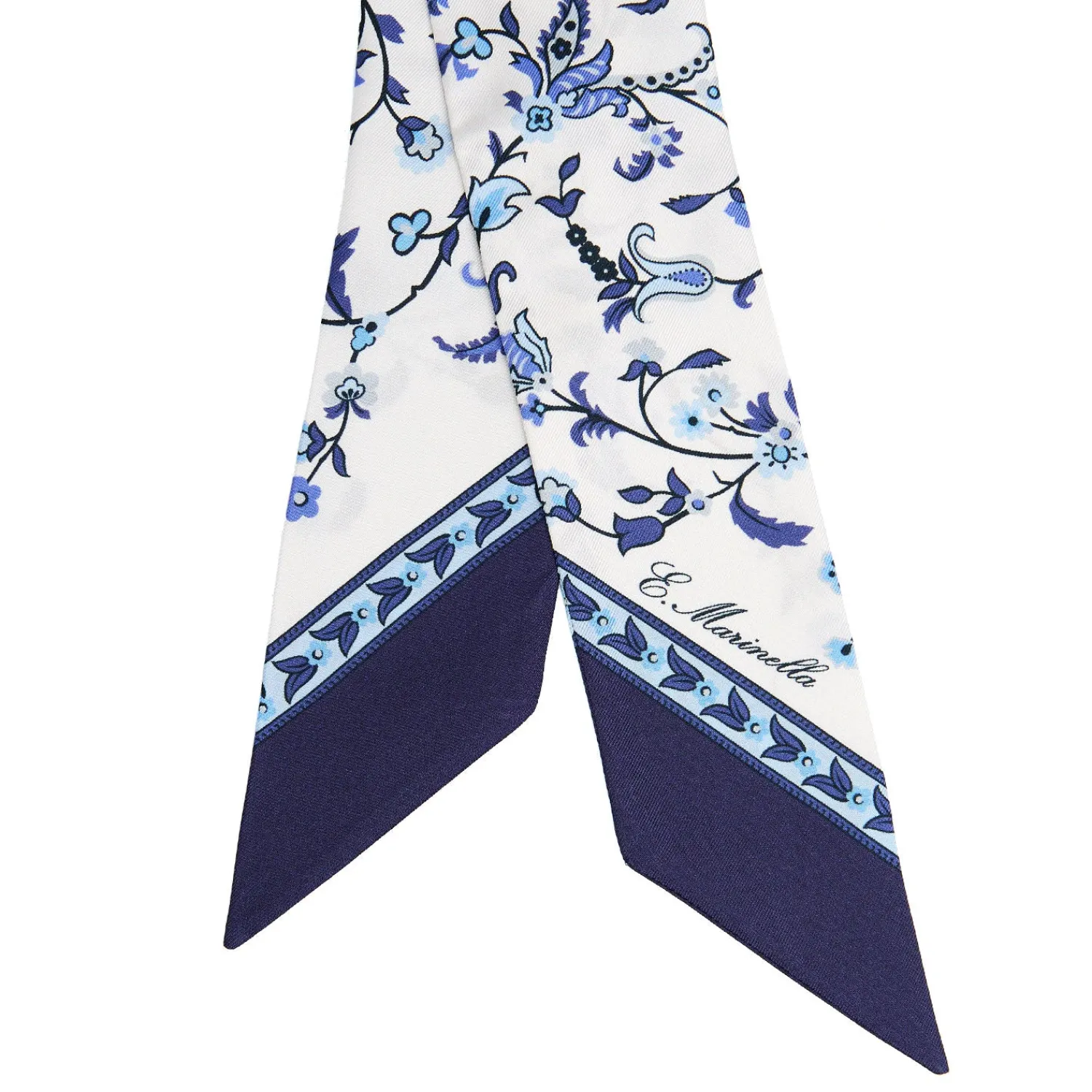 E.Marinella Twilly E Bandeaux|TWILLY IN SETA BLU SCURO Garden flower