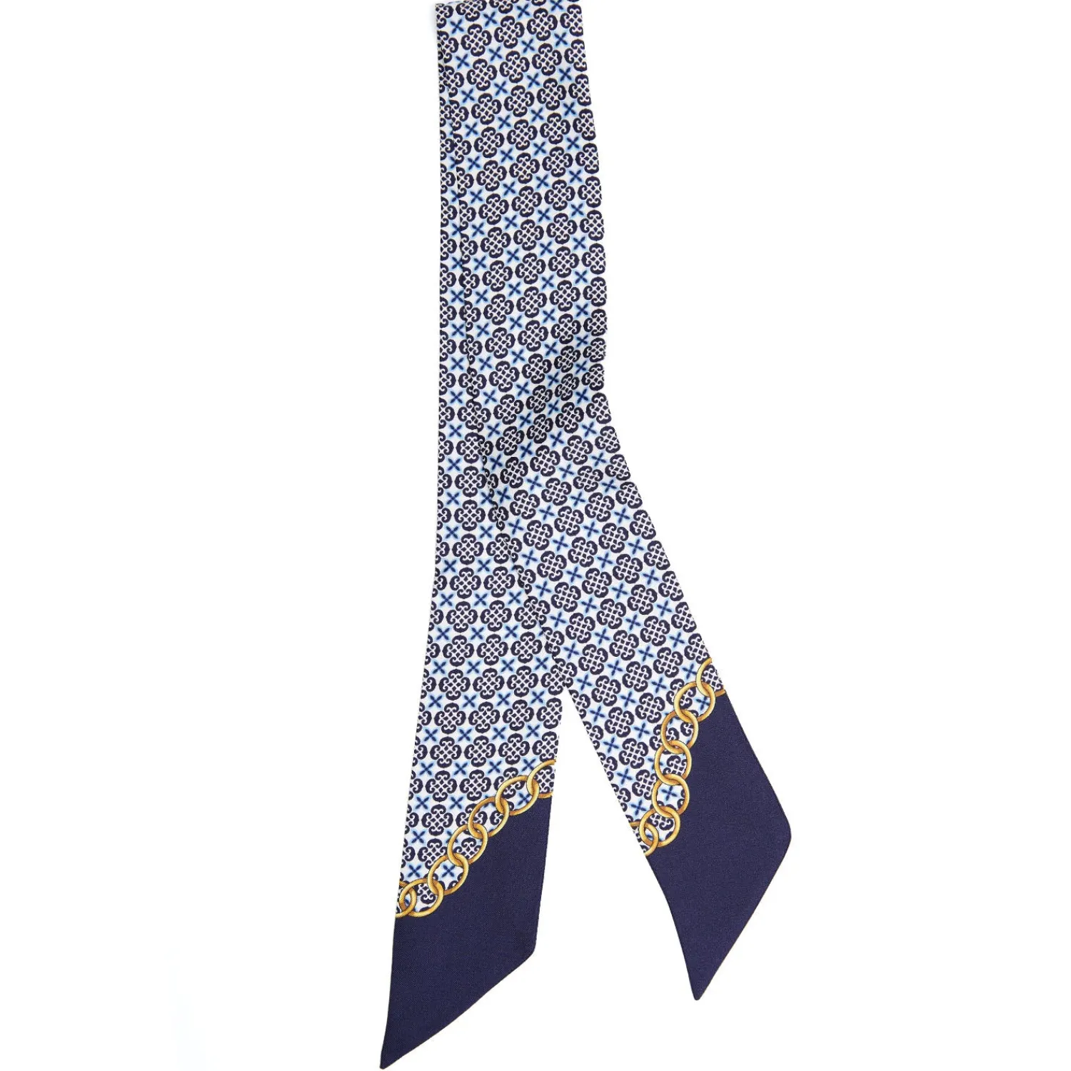 E.Marinella Twilly E Bandeaux|TWILLY IN SETA BLU SCURO Microfantasia fiore