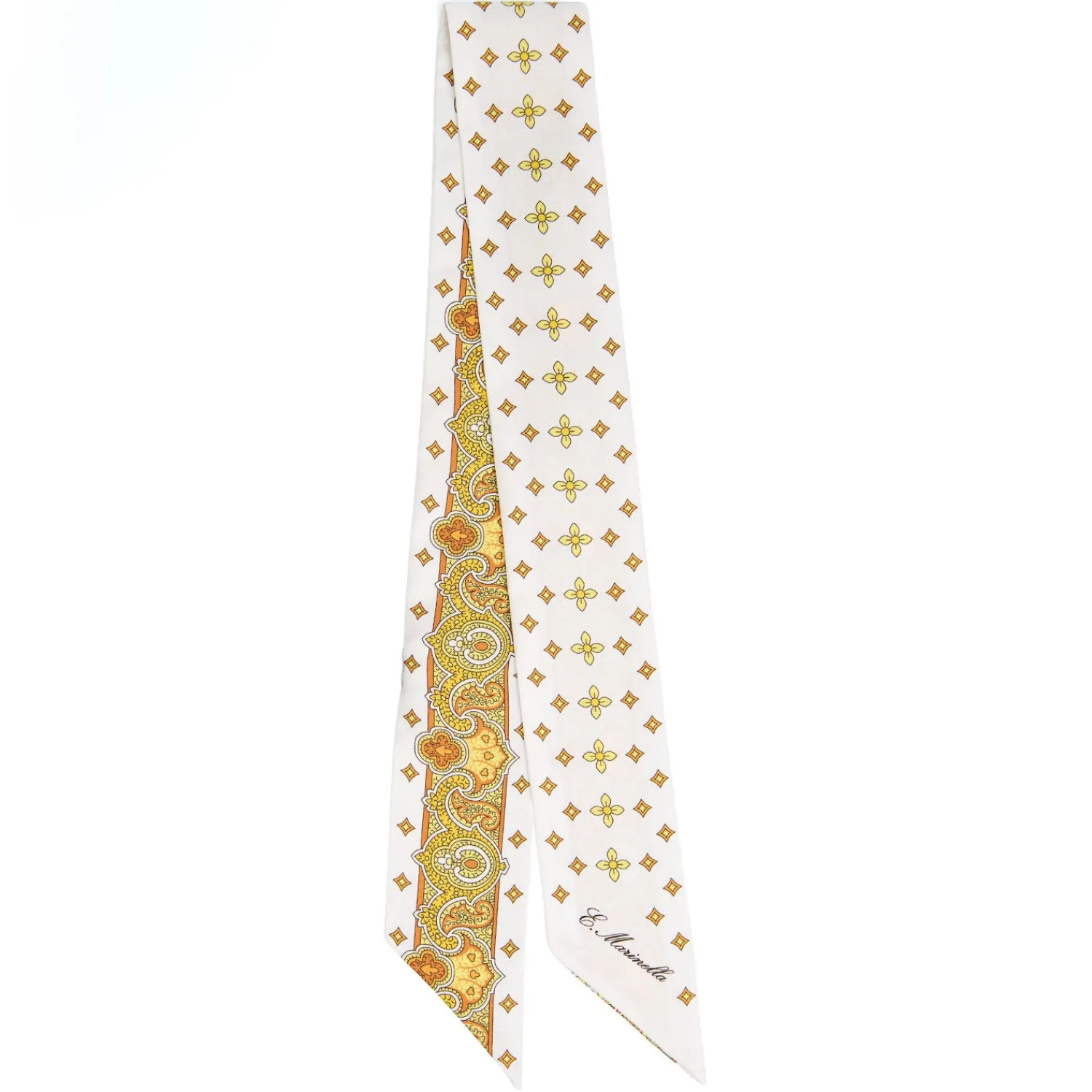 E.Marinella Twilly E Bandeaux|TWILLY IN SETA GIALLO Greek key floral