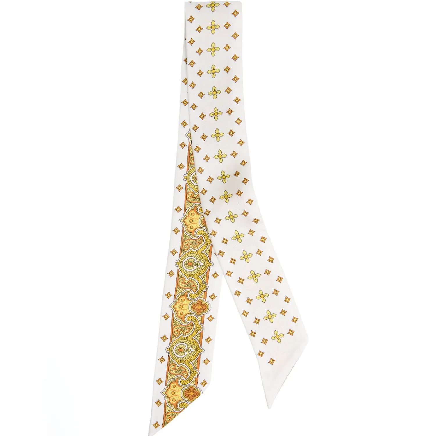 E.Marinella Twilly E Bandeaux|TWILLY IN SETA GIALLO Greek key floral
