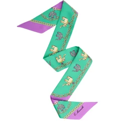 E.Marinella Twilly E Bandeaux|TWILLY IN SETA VERDE Lucky elephant
