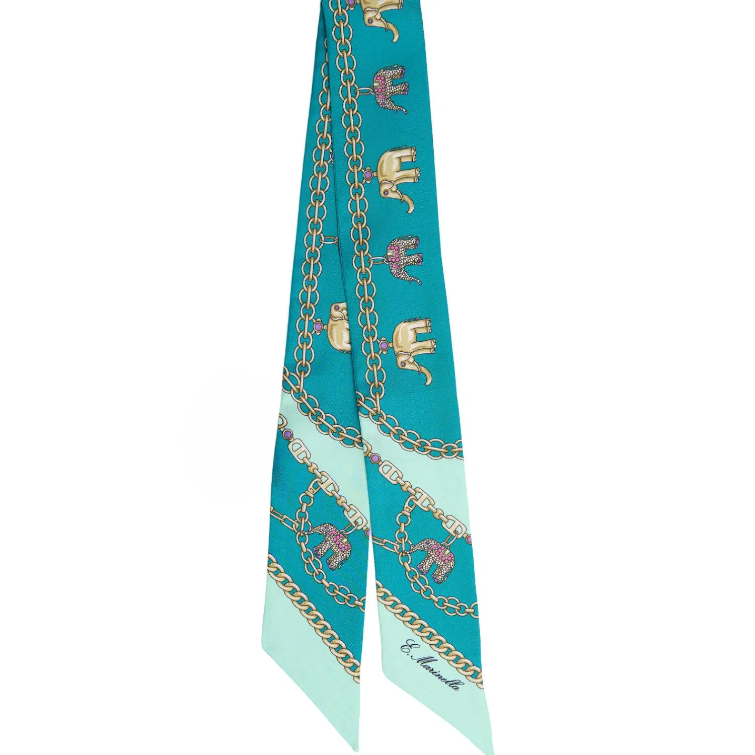 E.Marinella Twilly E Bandeaux|TWILLY IN SETA VERDE Lucky elephant