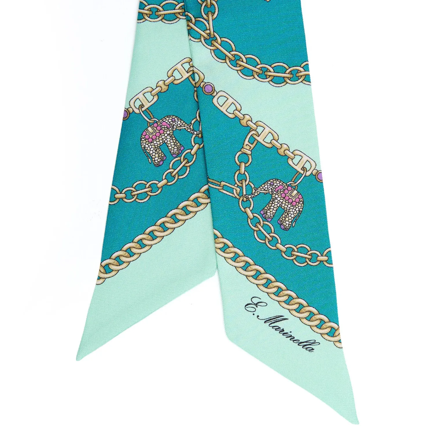 E.Marinella Twilly E Bandeaux|TWILLY IN SETA VERDE Lucky elephant