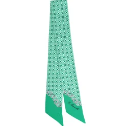 E.Marinella Twilly E Bandeaux|TWILLY IN SETA VERDE Microfantasia fiore